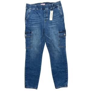Juicy Couture Cargo Jeans Size 31 NWT Blue Denim Stretch Utility Pockets